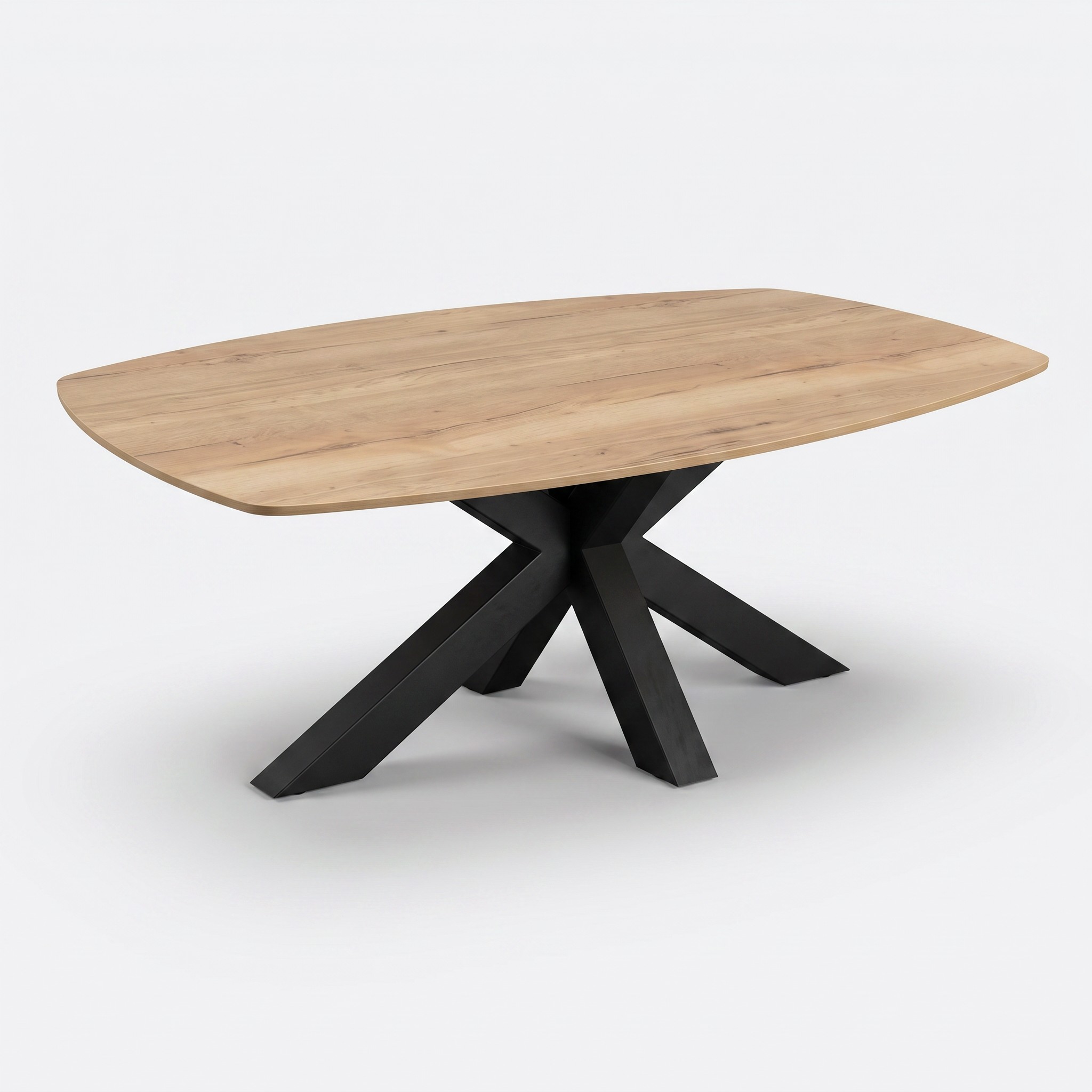 Matrix-poot Vergadertafel Deens Ovaal 240x120cm Zwart - Natuur eiken