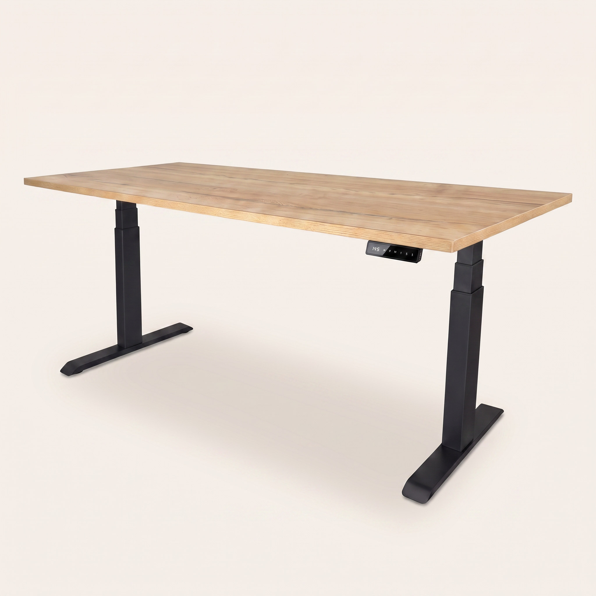 Zit-sta bureau elektrisch 'Pure' – Zwart, Natuur eiken, 140x80cm