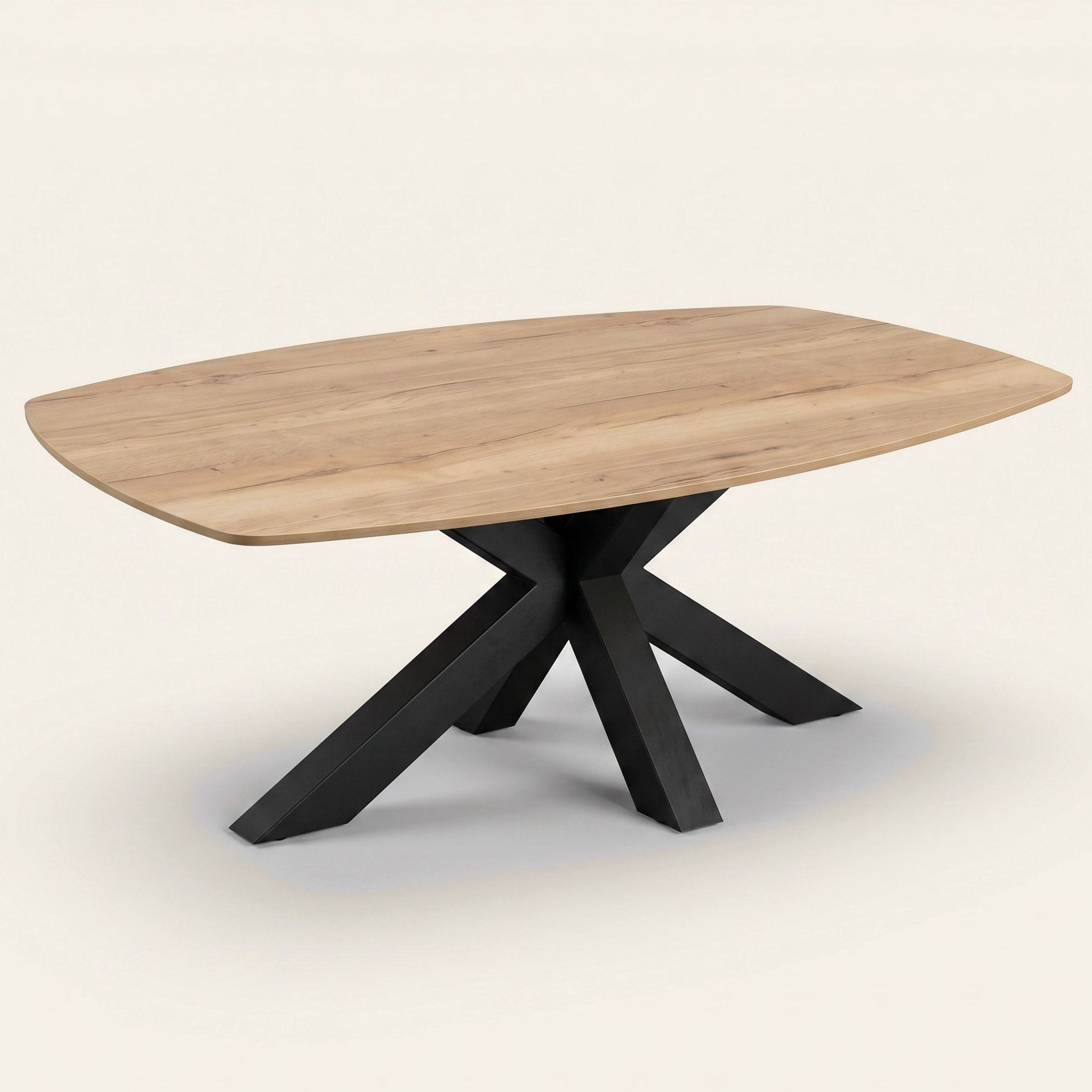 Sterpoot Vergadertafel Deens ovaal 240x120cm Zwart Natuur eiken